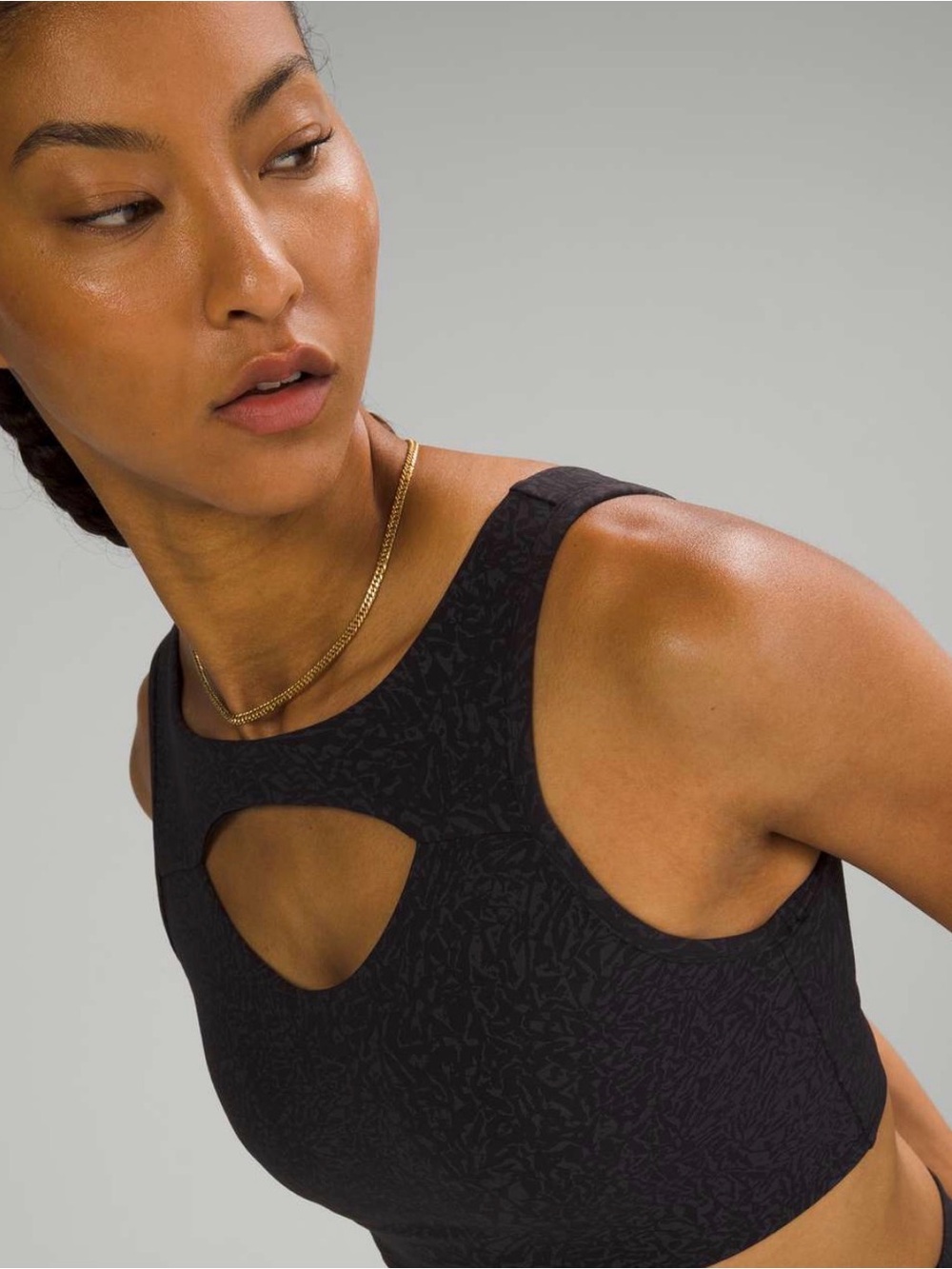lululemon black Everlux cut out Train bra patterned Medium Support B/C cup